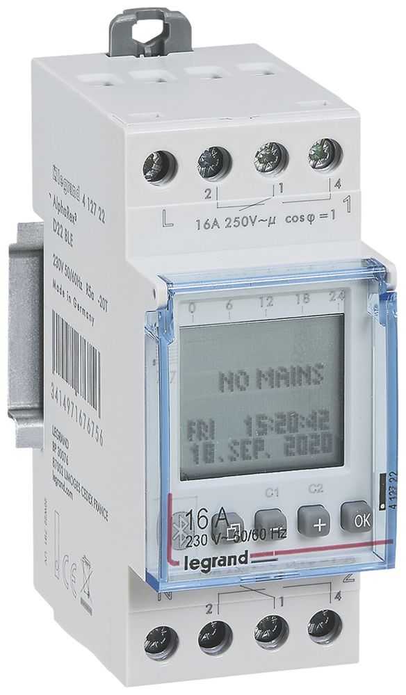 REG-Schaltuhr Legrand AlphaRex³ D22, Wochenschaltuhr, 2 Kanal