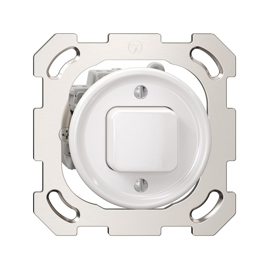 UP-Sonnerie-Drucktaster Sdue, 16A 230 VAC, 77×77mm, mit Steckklemmen weiss