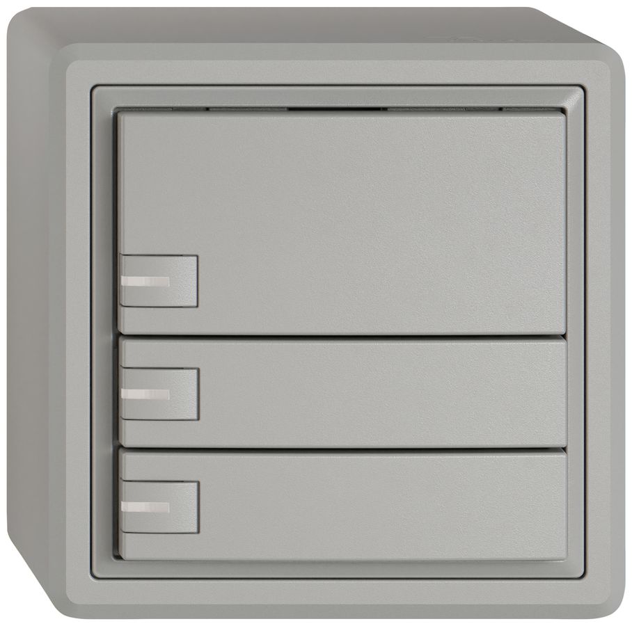 Pulsante universale AP EDIZIO.liv UNI SNAPFIX® c.LED RGB 3× com.1T grc