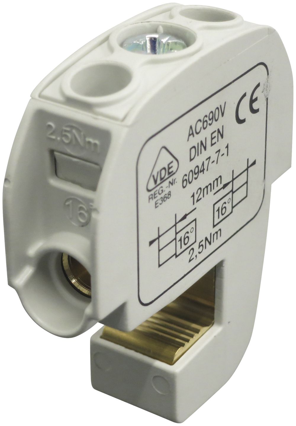 Bloc répartiteur type SA 2×16mm² 100A CU gris