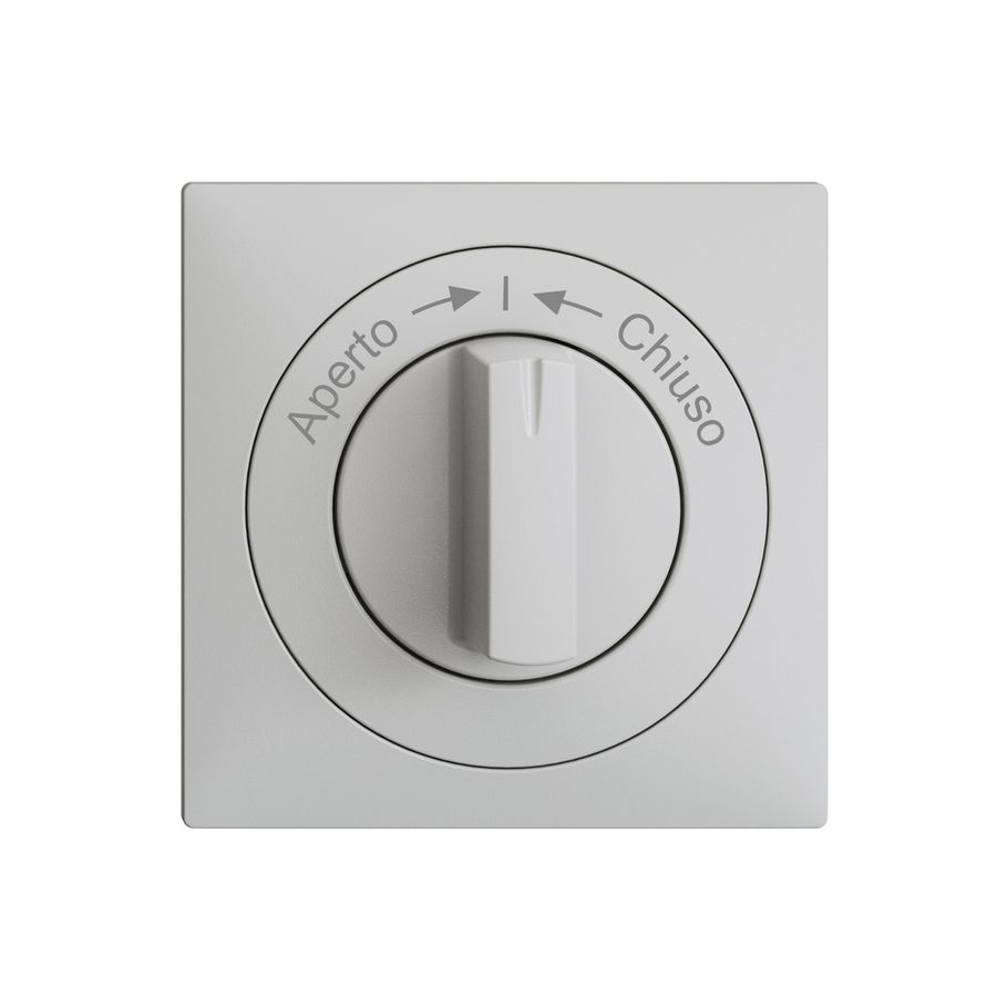 Frontset EDIZIOdue Aperto->I<-Chiuso hellgrau 60×60mm für Schwenktaster