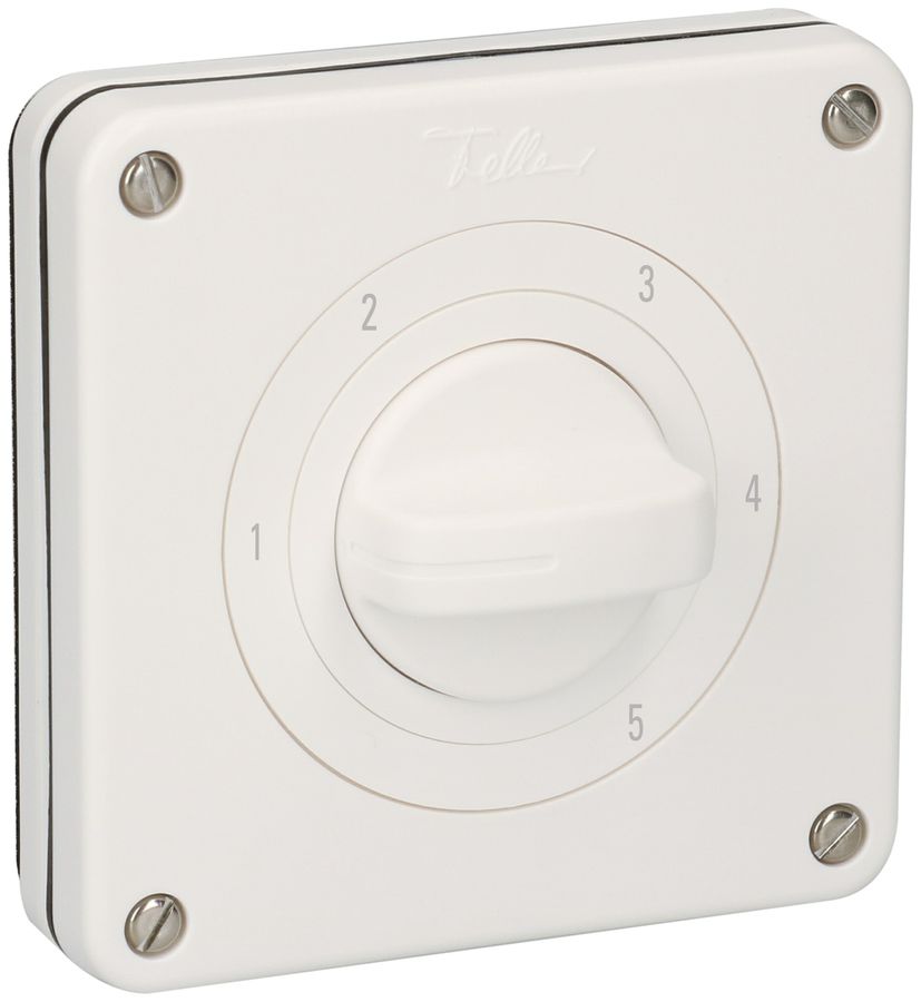 UP-Stufenschalter NEVO, 20A, 2P, 87×87mm, 4×60°, 1-2-3-4-5, weiss