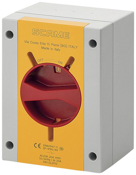 AP-Drehschalter Scame 20A 690V 0/4L Griff rt/gb 110×150×87mm IP66