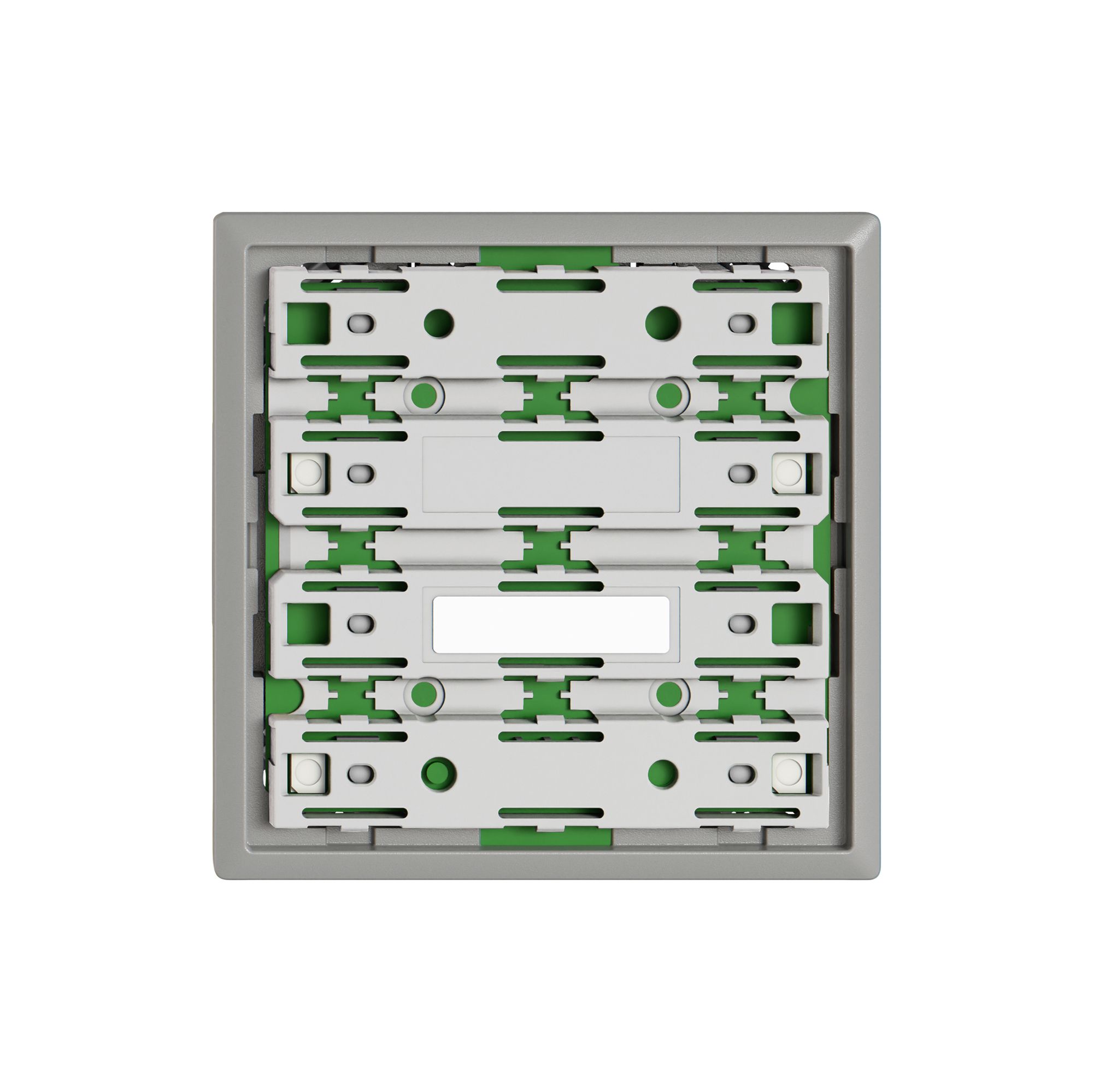 Plaque frontale EDIZIO.liv UNI SNAPFIX® p.UNI vers.à vis p.2touches a.LED grc