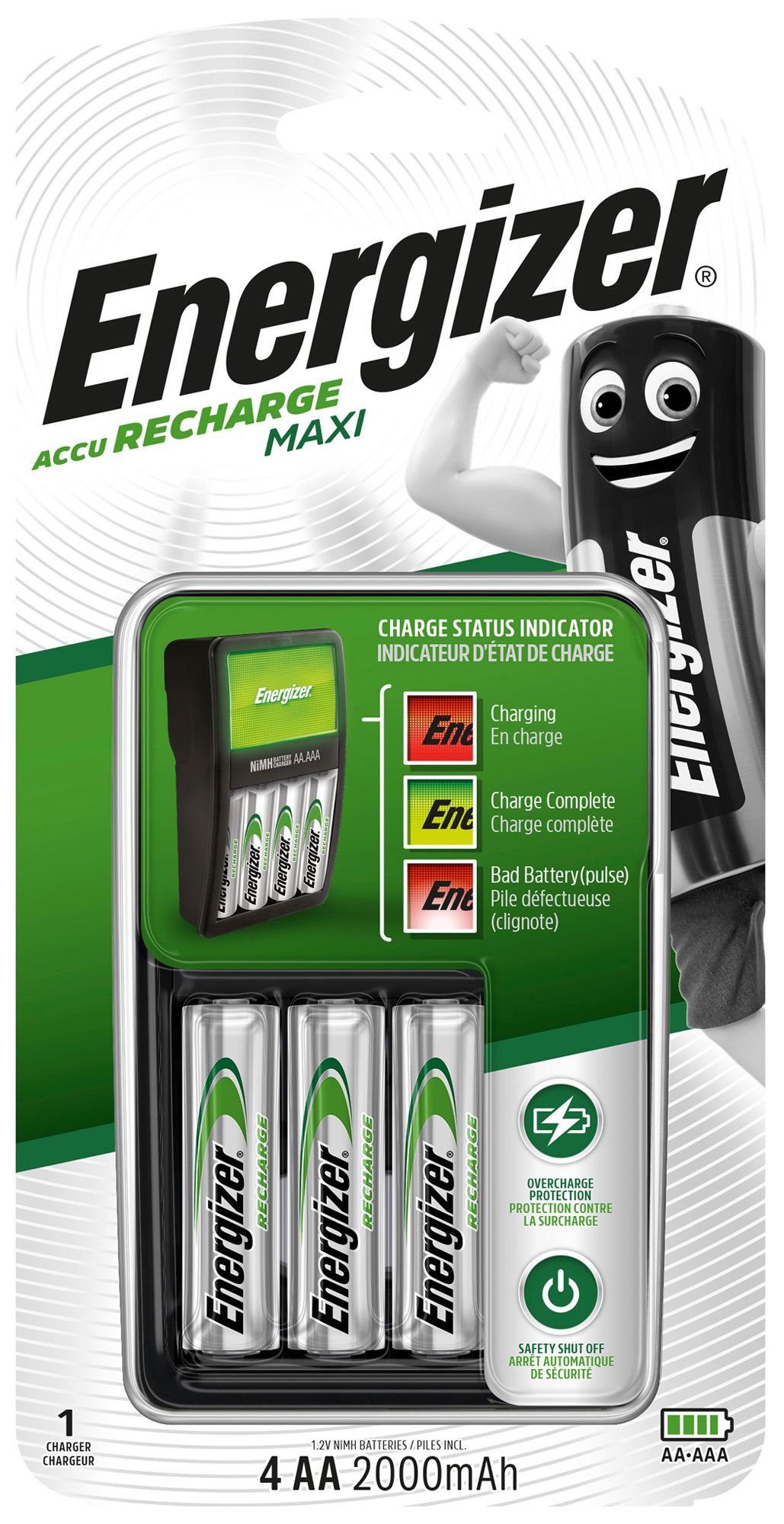 Ladegerät Energizer Maxi Charger + 4 AA Batterien 2000mAh