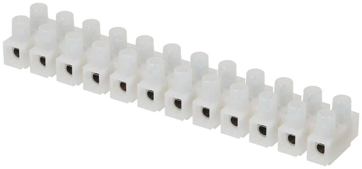 Barrette de bornes Adels-Contact 12P 0.5…2.5mm² 24A 450V entraxe 10mm blanc