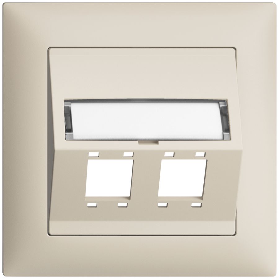 Kit montage ENC EDIZIOdue FMI sortie oblique 2×R&M cat.5e/6/LC spécial, crema