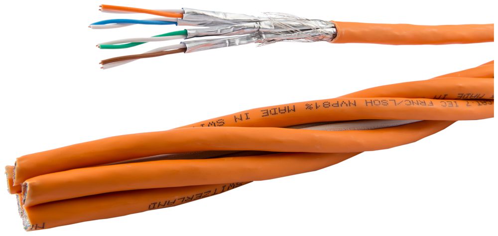 Câble informatique Dätwyler CU 7002 6×4P S/FTP, Kat.7 LSZH Dca 1000m orange