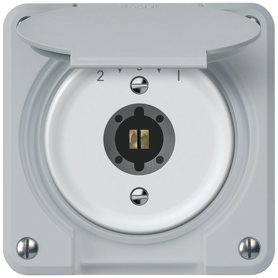 UP-Schlüsselschwenktaster robusto 1P 2NO 2CO 20A 250V 86×86mm grau