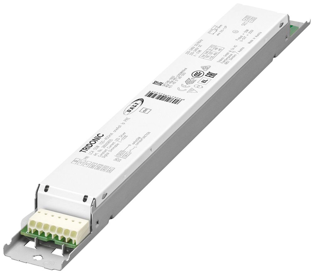 Alimentation LED Tridonic LCA PRE 50W 50…140V 100…400mA DALI 280×21×30mm