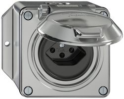 Prise AP ELEMENT SNAPFIX® 1×type 13 10A 250V avec clapet IP20 alu