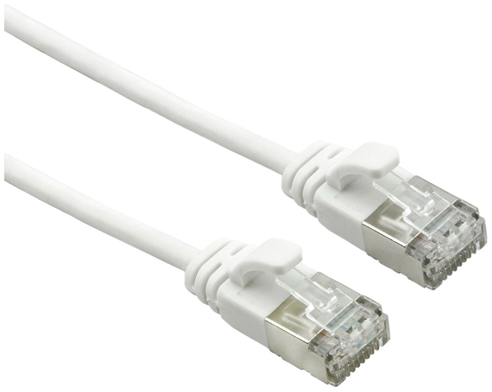 Patchkabel RJ45 ROLINE slim, Kat.6A (TIA) U/FTP, AWG32, LSZH weiss, 0.3m