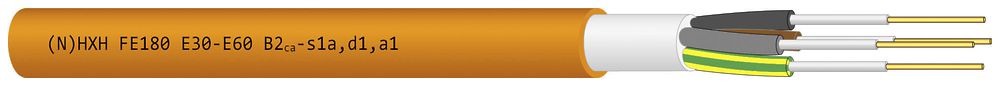 Sicherheitskabel (N)HXH FE180/E30-E60 2×1.5mm² LN orange B2ca