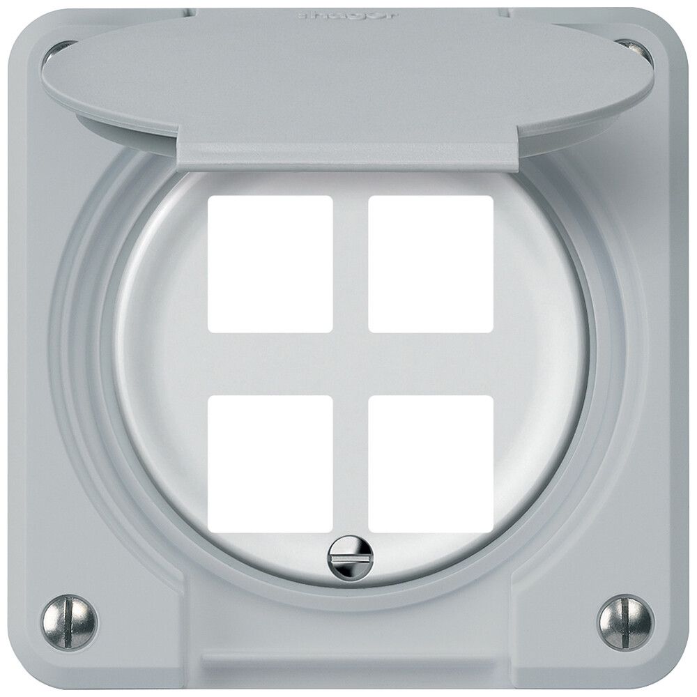 UP-Montageset robusto gerade für 4 Buchsen 86×86mm grau