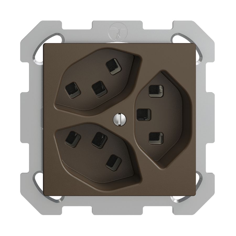 UP-Steckdose 3×T23 16A EDIZIOdue coffee, mit Steckklemmen