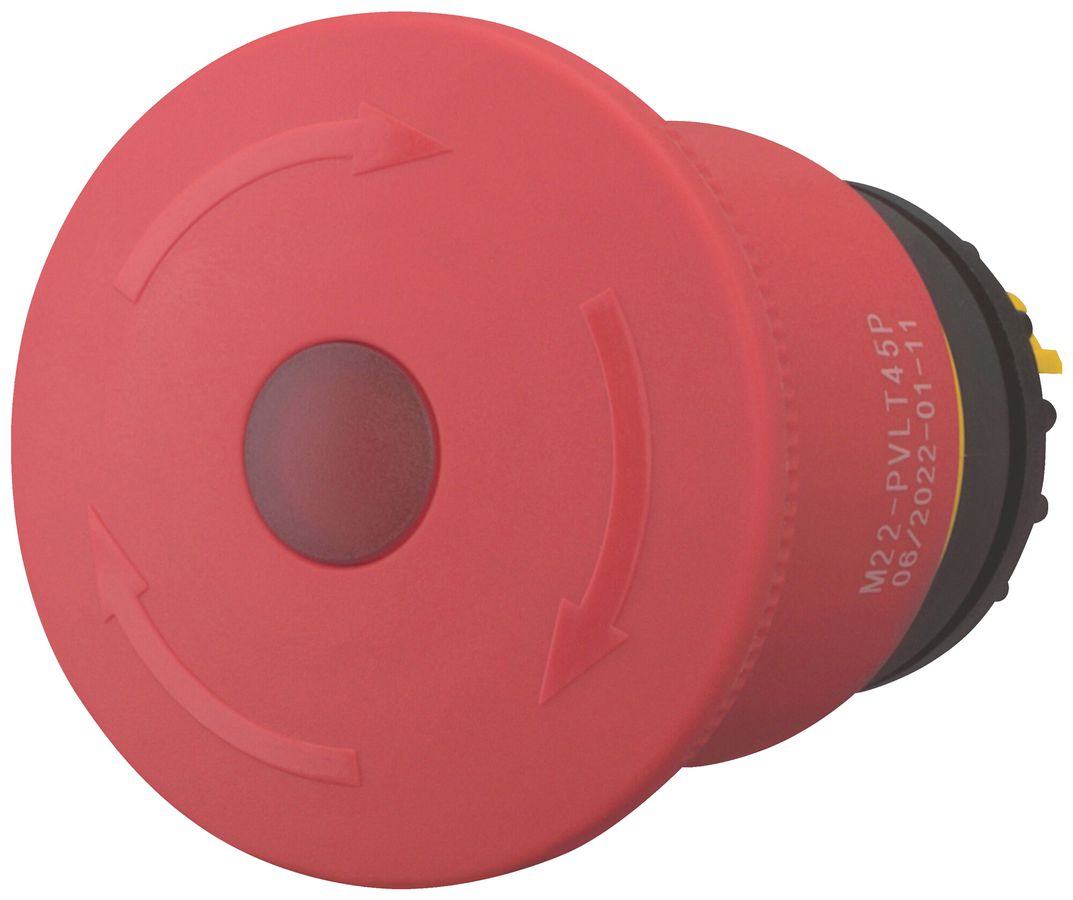 Pilzdrucktaster Eaton M22-PVLT45P rot Ø45mm hoch IP67/IP69K leuchtend