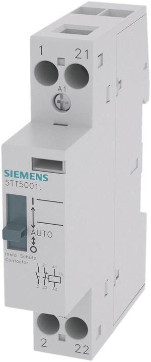 Leistungsschütz Siemens SENTRON INSTA 5TT5 230VAC, 1S/1Ö 20A, 0/1/auto