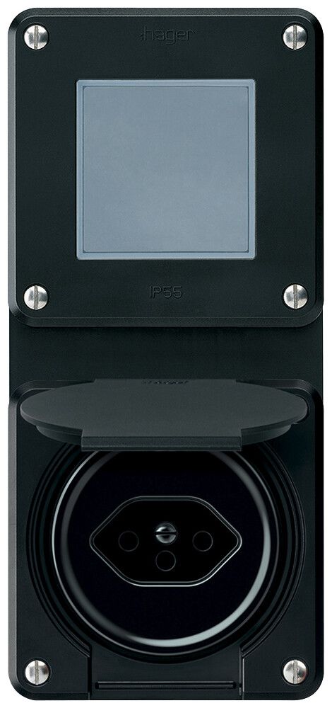 UP-Kombination robusto Wechselschalter Steckdose 1×T13 86×146mm schwarz