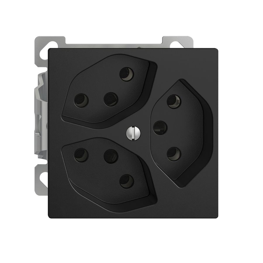 AP-Steckdose EDIZIOdue 3×T13 3×S Kombi-Einsatz mit Shutter schwarz