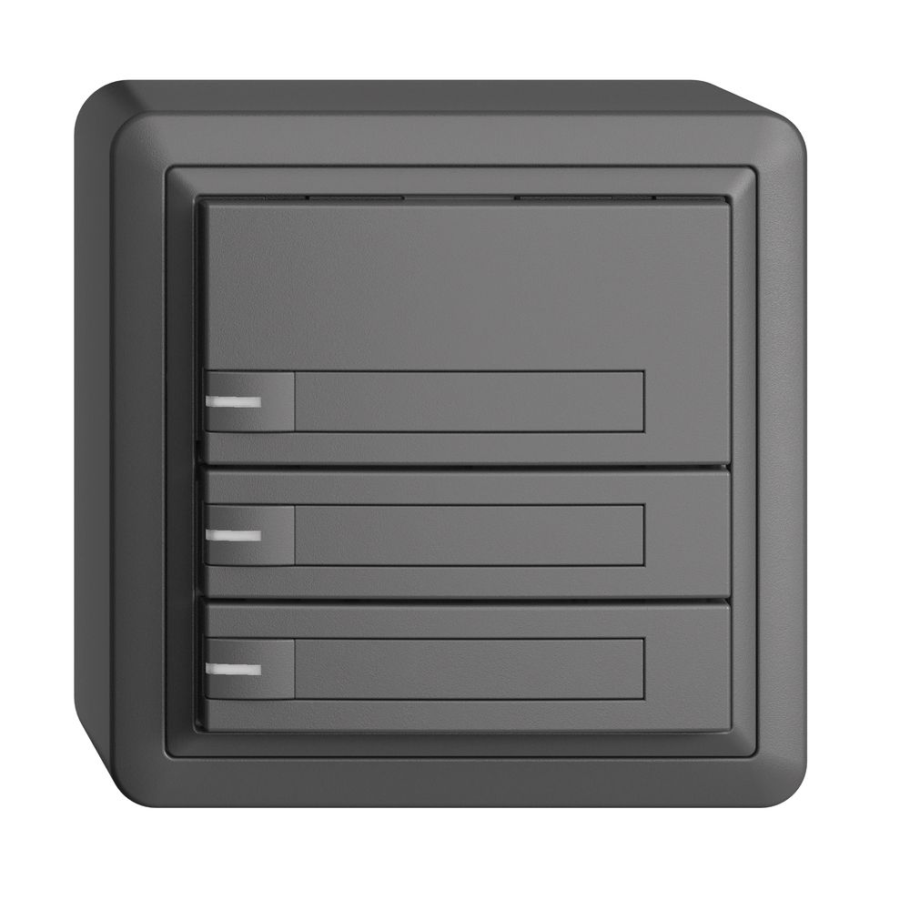 AP-KNX-Taster RGB EDUE, 250mW, m.RGB-LED, m.Papier., 3×Taste, 1×Tastenb., dgu