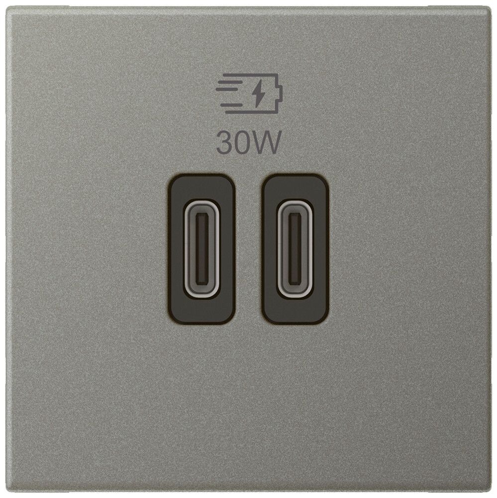 EB-USB-Ladesteckdose Legrand MOSAIC 2×USB-C 3000mA OUT:5V magnesium