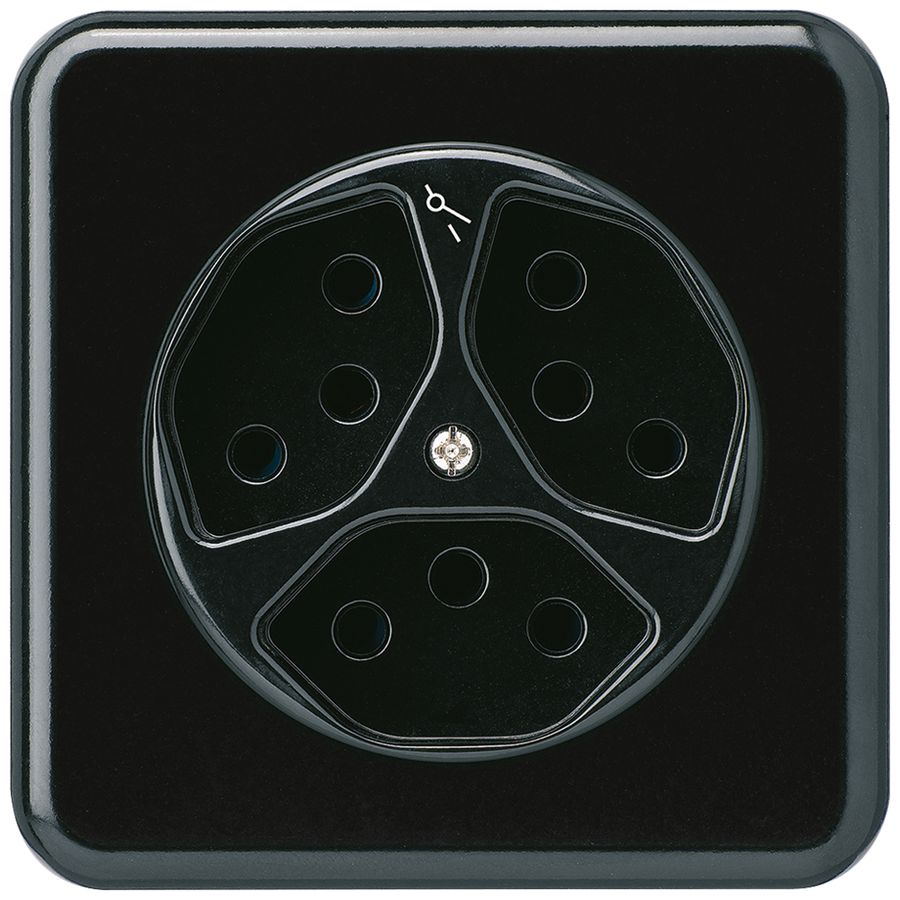 UP-Steckdose basico 3×Typ 13S schwarz
