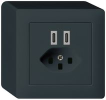 AP-USB-Ladesteckdose Hager kallysto C-C 20W+T23 5V 86×86mm schwarz