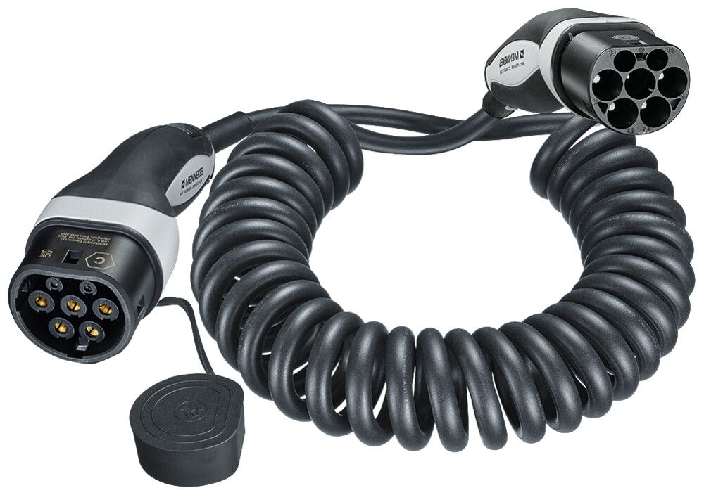 Ladekabel Mennekes AC 3-phasig Typ 2 Typ 2 Mode 3 20A 480V 4m spiralisiert
