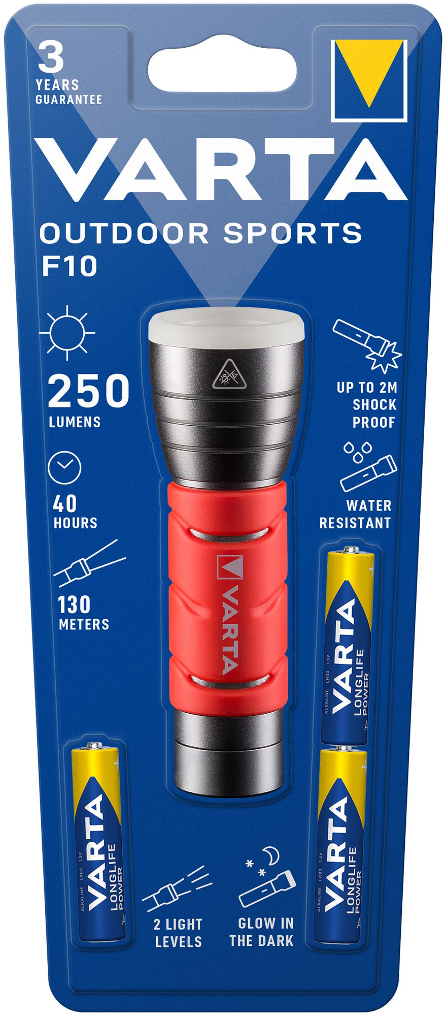LED-Taschenlampe VARTA Outdoor Sports F10 3AAA mit Batterie