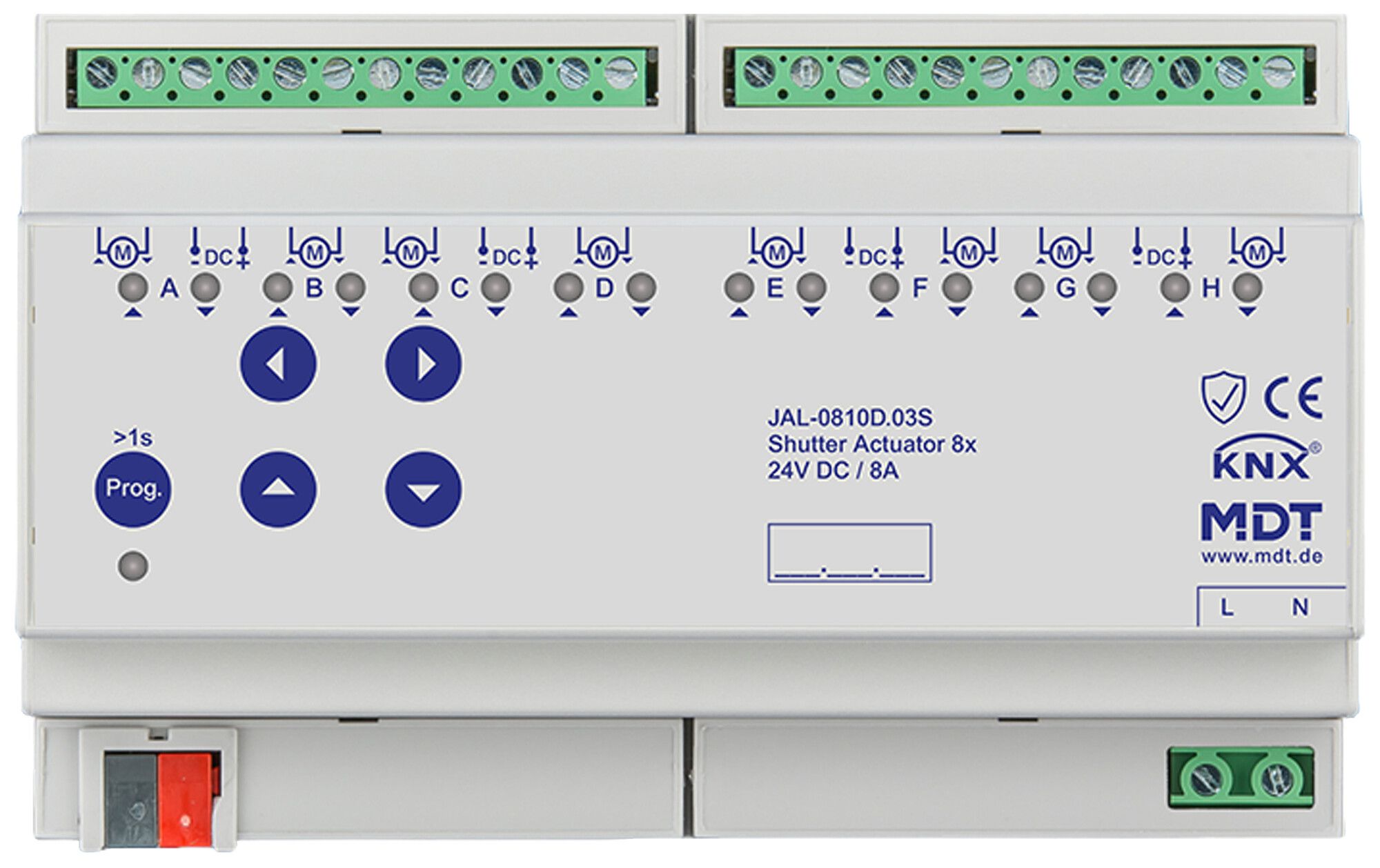 REG-Jalousieaktor KNX MDT JAL-0810D.03S 8-Kan 8A 180W 24DC 8TE