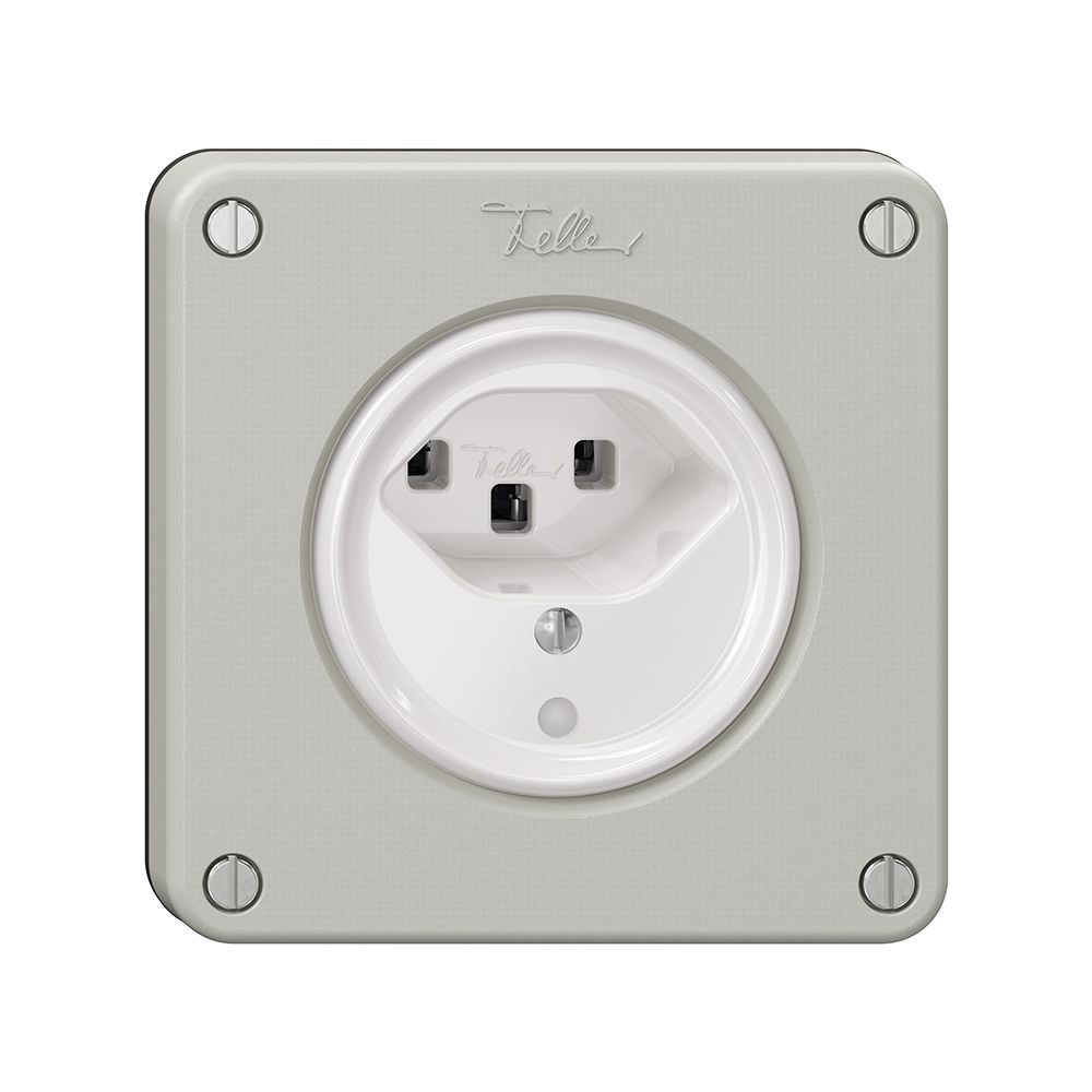 Presa NEVO, 1×T23, c.LED, grigio chiaro