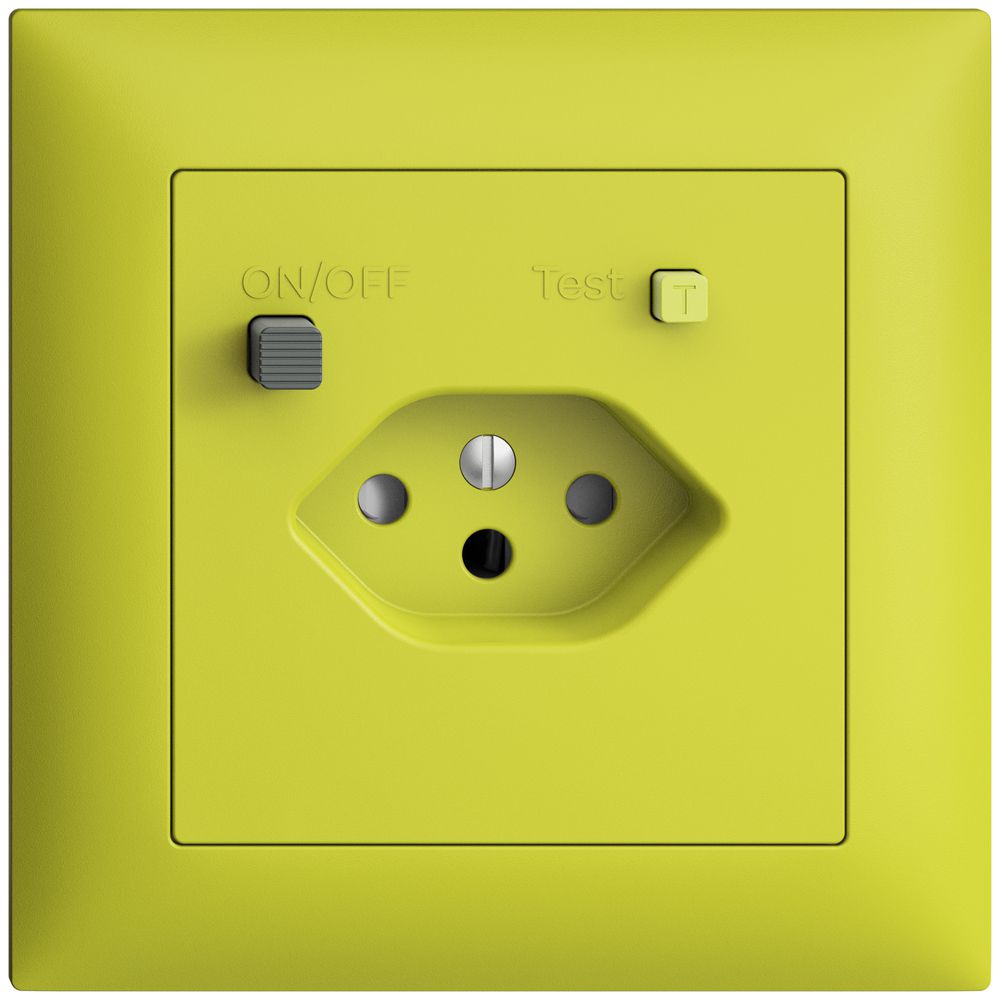 UP-Steckdose EDIZIOdue T13 FI 30mA FMI, shutter, lemon