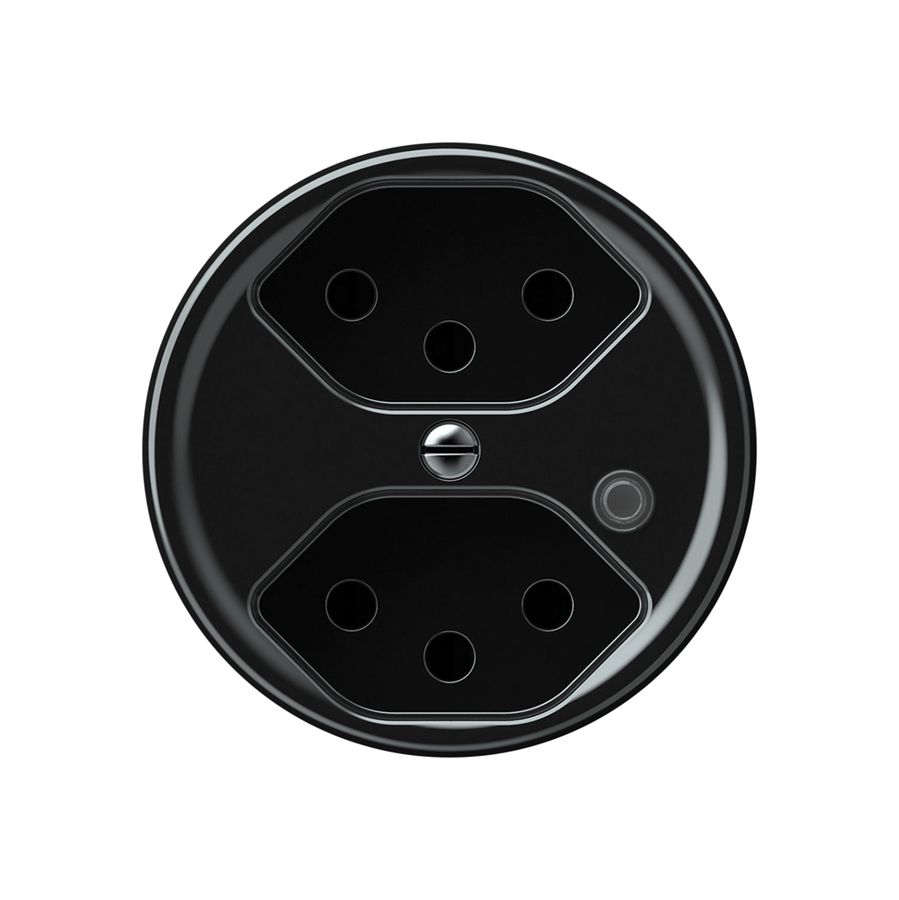 Presa origin 2×tipo 13 lum.verde 10A 230V 60×60mm nero