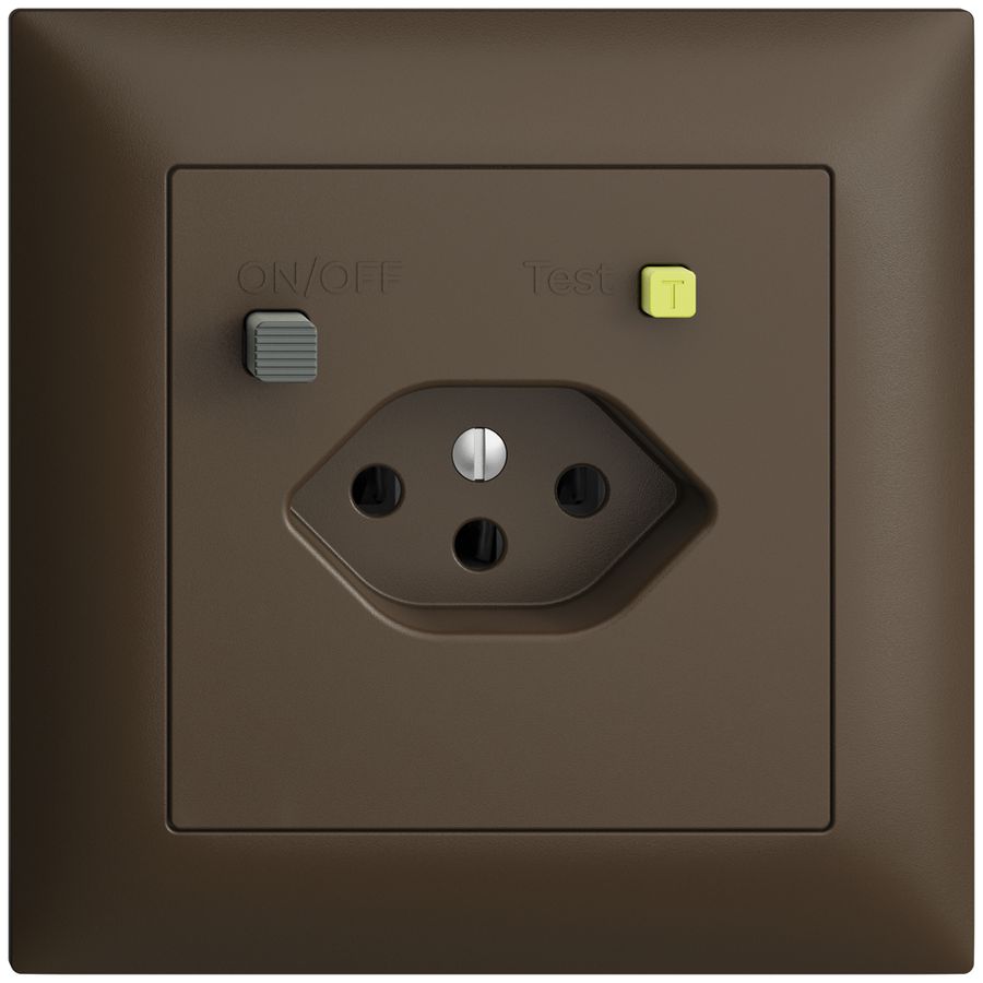 UP-Steckdose EDIZIOdue T13 FI 30mA FMI, coffee