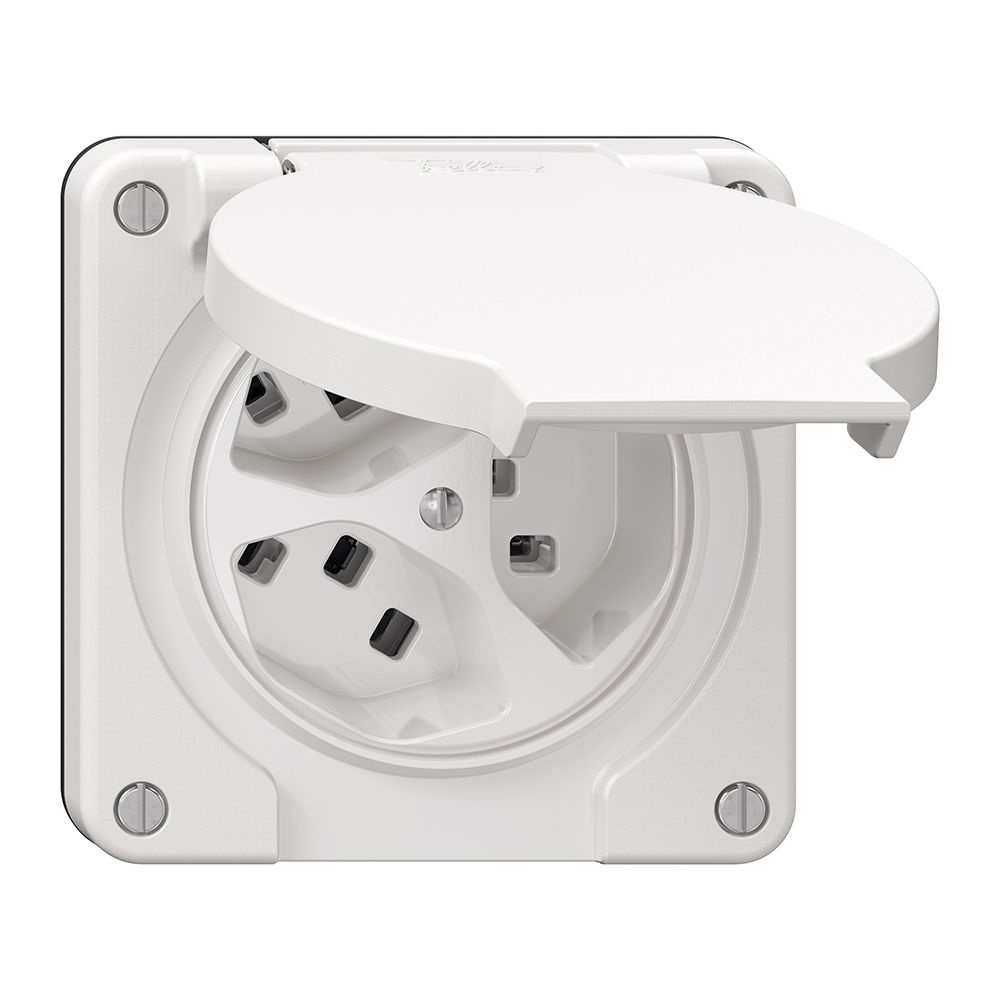 Steckdose NEVO N.CO, 3×T23, IP21, weiss