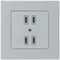 UP-USB-Ladesteckdose Hager kallysto.pro 2×C-C 2×20W oder 4×10W 5V 94×94mm grau