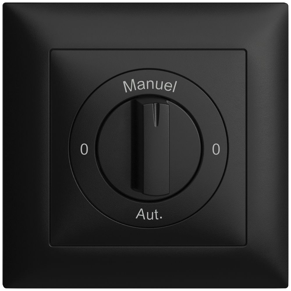 Frontset 0-Auto-0-Main EDIZIOdue schwarz 88×88mm für Drehschalter