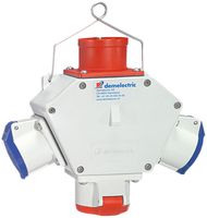 Kreuzverteiler Demelectric HG840 2×CEE16/3 1×CEE16/5 mit Stecker