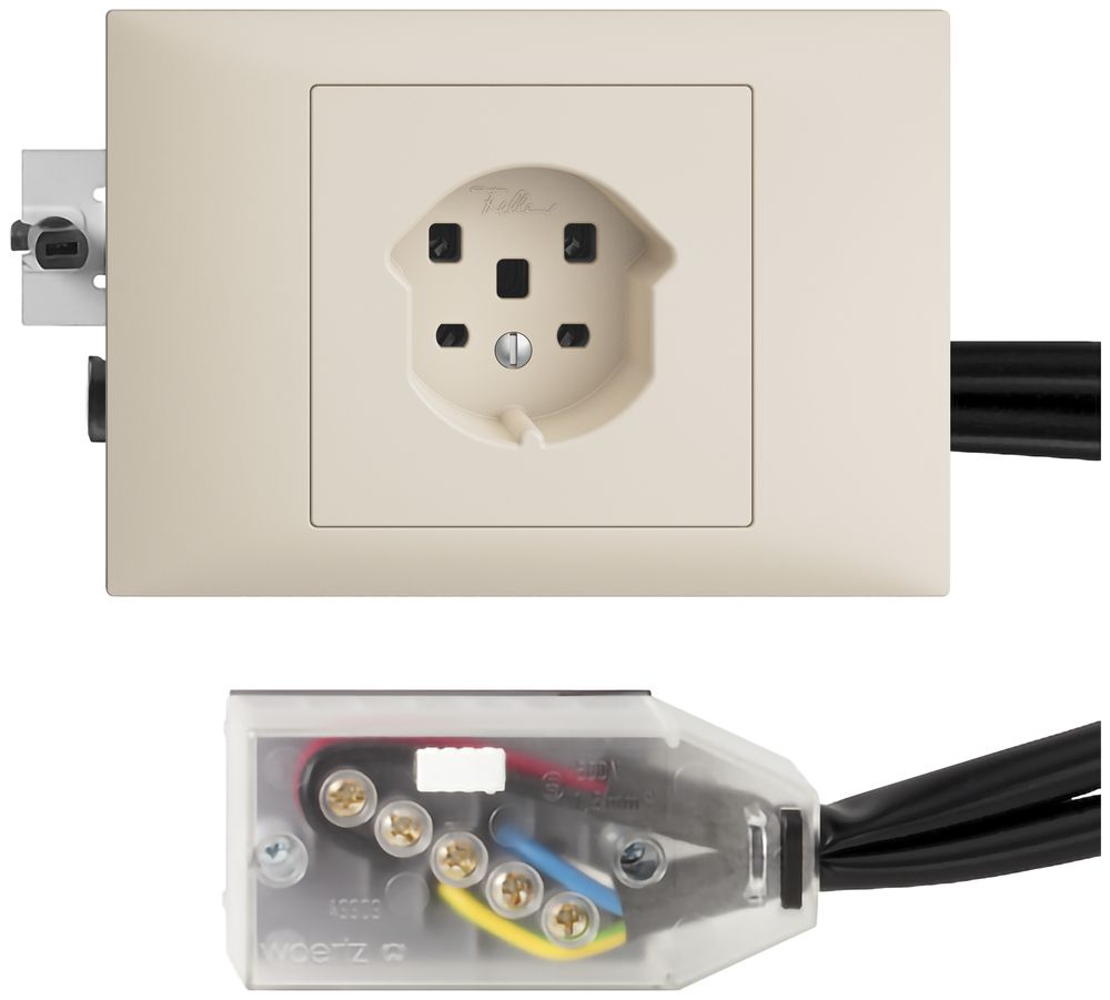 Prise INC EDIZIOdue T25 crema 45…69mm pour câble plat Technofil