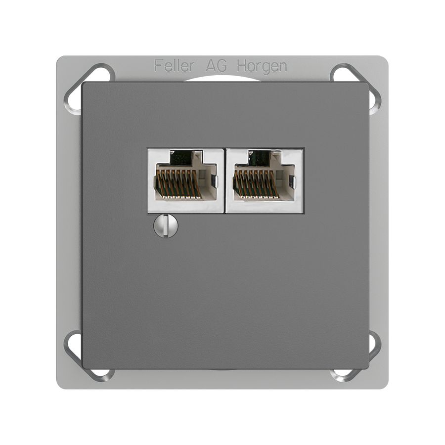 Boîte INC 2×RJ45/s 4P sép.gris foncé EDIZIOdue R&M swissline