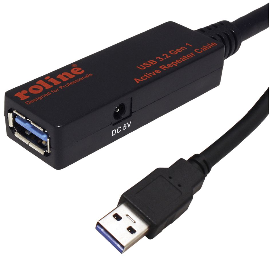 Cavo ripetitore USB ROLINE USB-A → USB-A (USB 3.2 Gen1) attivo 5Gbit/s nero 20m