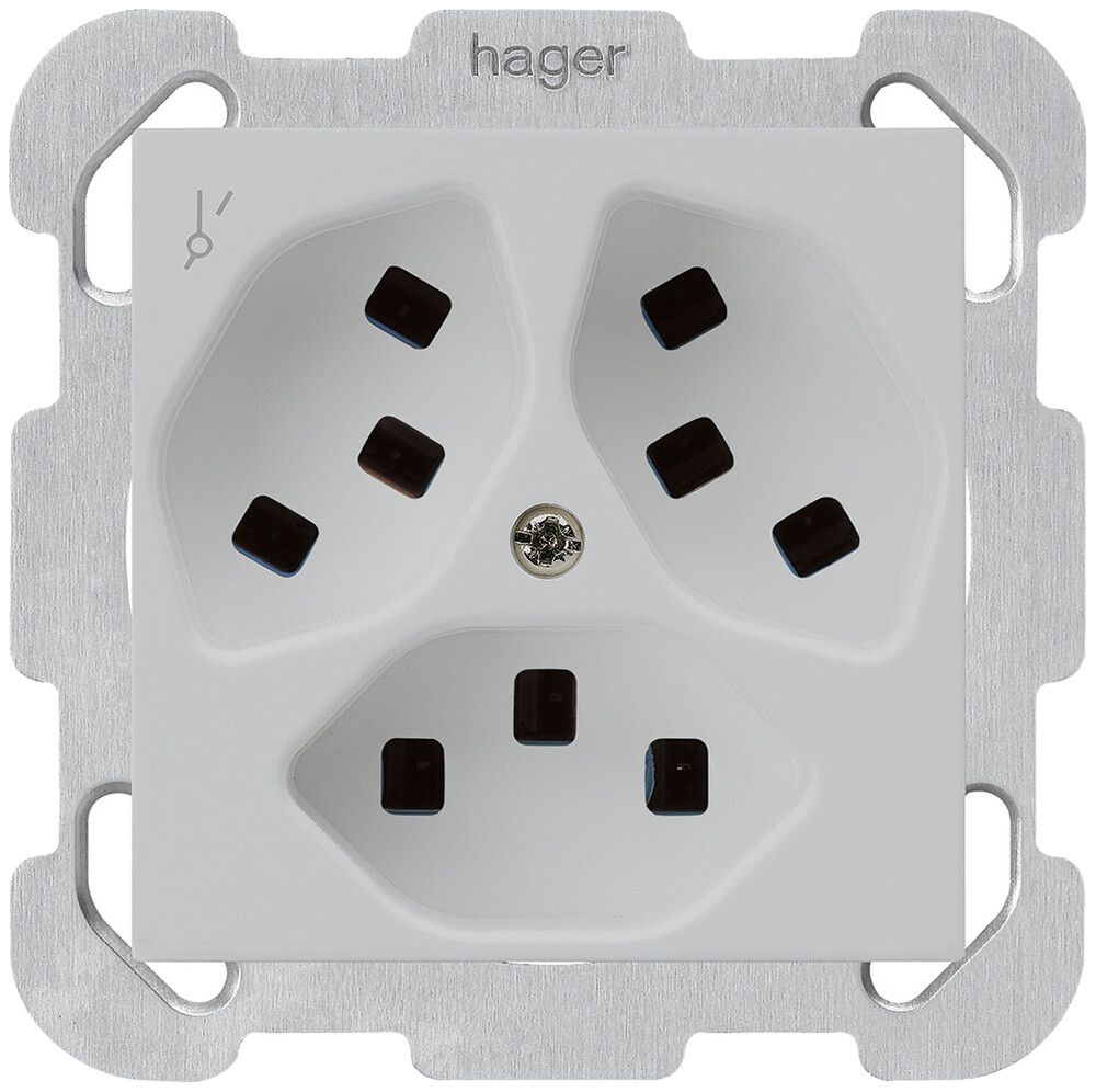 Presa INC Hager kallysto 3×T23 1×S B grigio chiaro