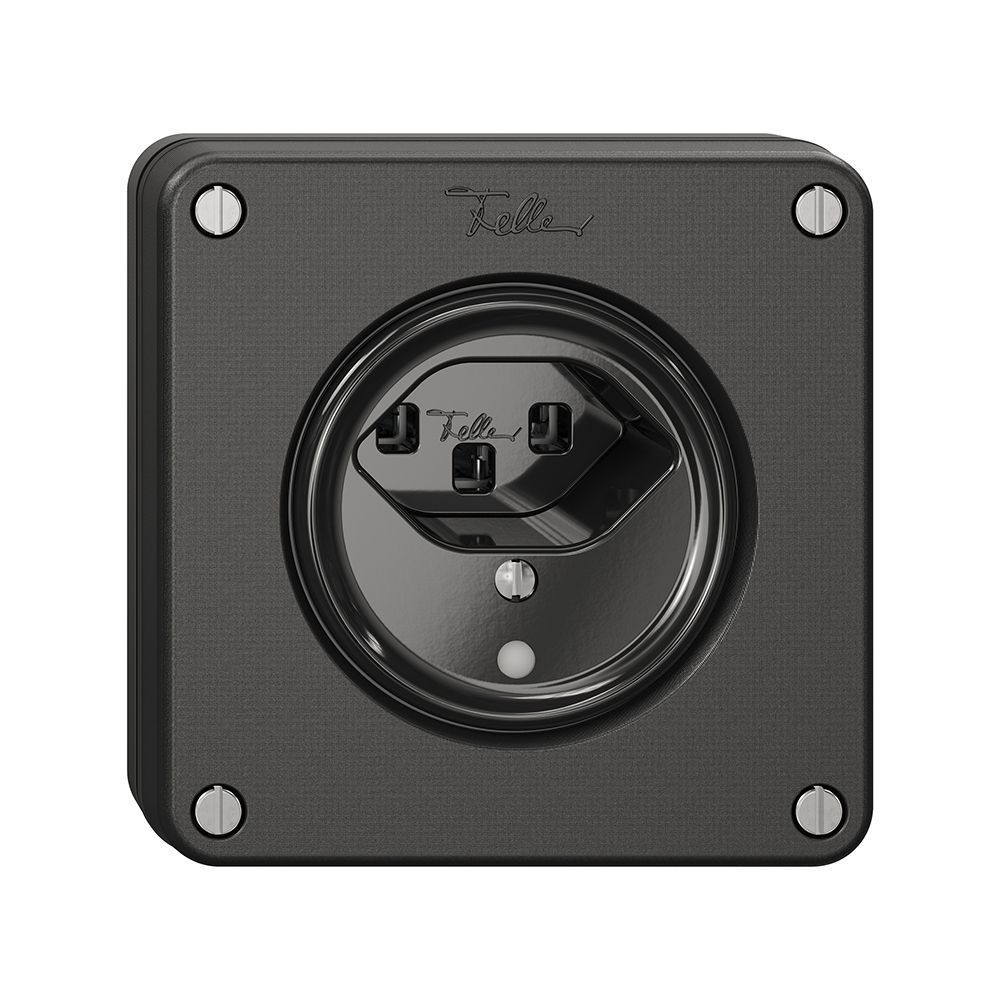 Prise NUPU NEVO, 1×T23, a.LED, noir