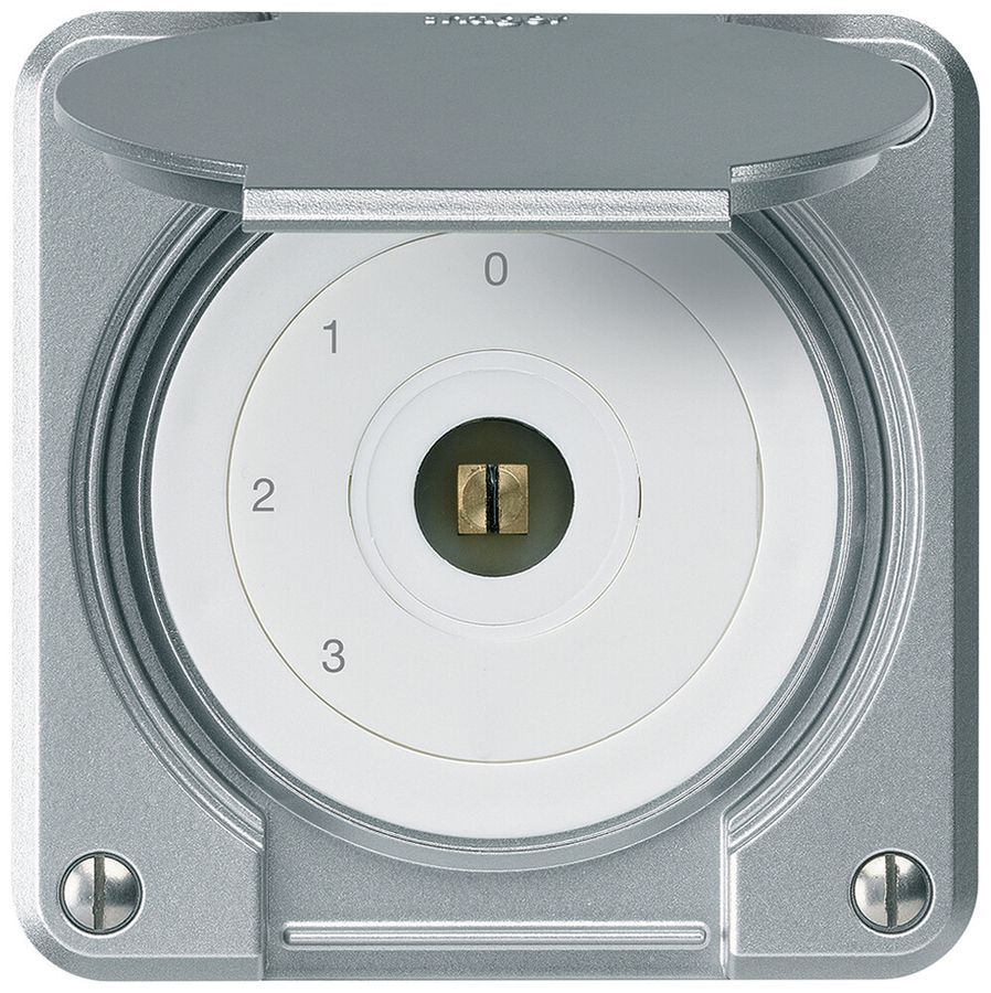 Interrupteur à clé carrée ENC robusto IP55 avec clapet S5/1P aluminium