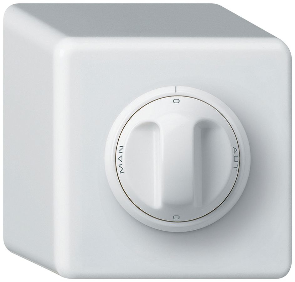 AP-Drehschalter basico 2/1L weiss 0-A-0-M mit Drehgriff