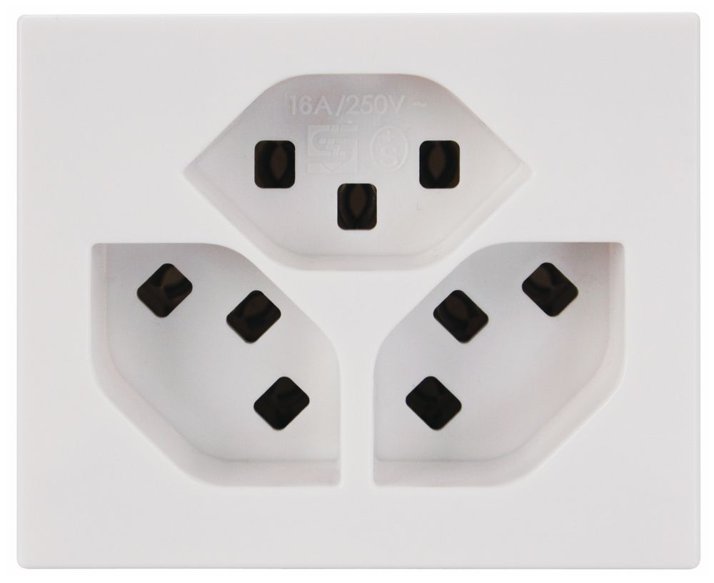 EB-Steckdose Steffen FLF 6/5, 3×T23 16A, halogenfrei, weiss