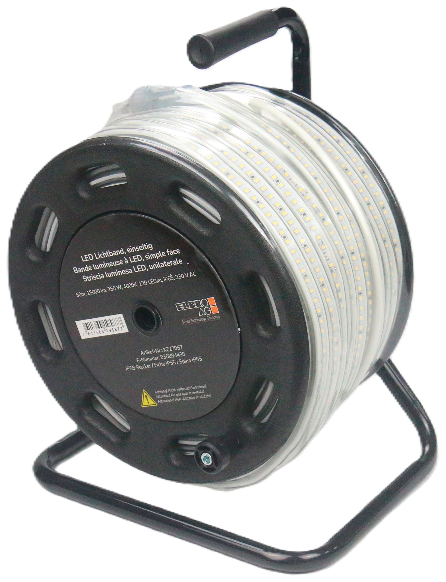 LED-Lichtband ELBRO AG auf Abrollgerät L=50m 250W 4000K IP65