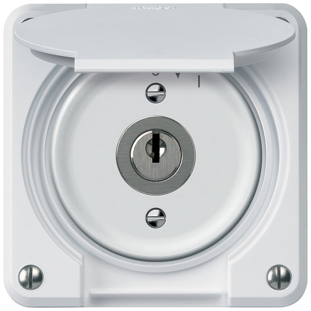 UP-Schlüsselschwenktaster robusto 1P 1NO 20A 250V 86×86mm weiss