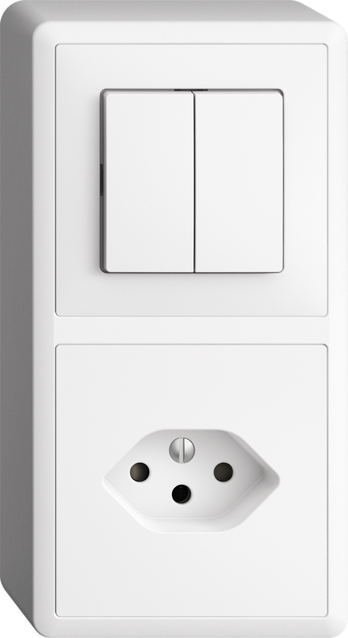 Combinazione AP Edue 2×1 FX54, Interruttore 1/3+3/1P + T13 bi