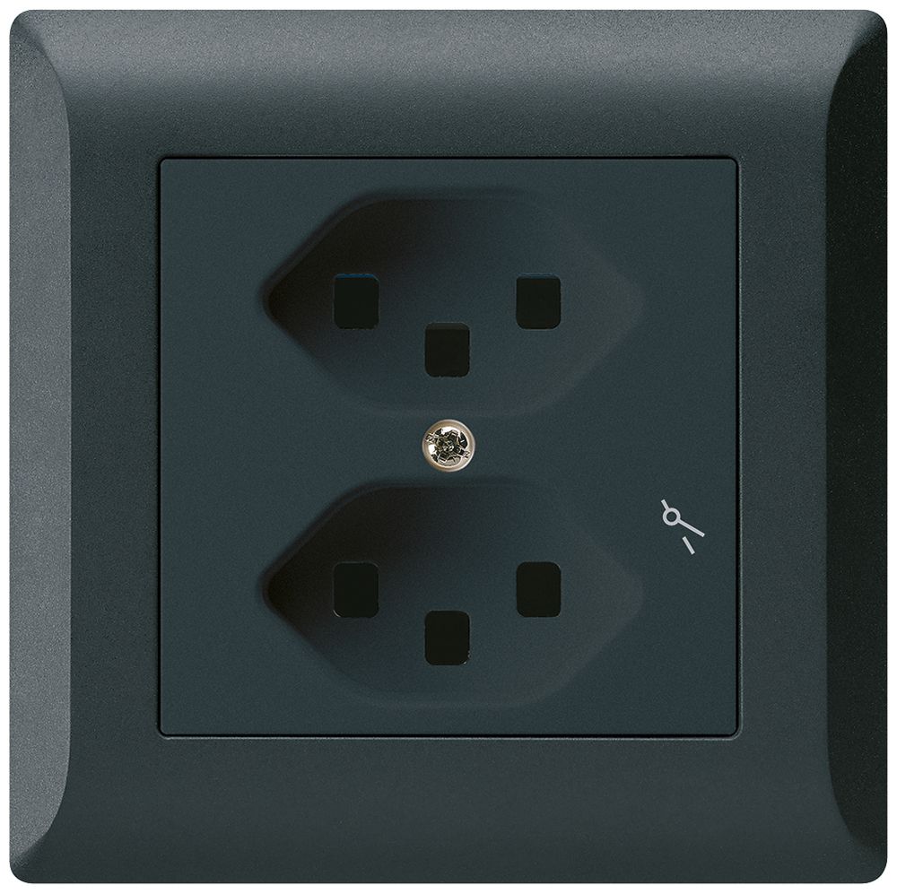 Prise ENC Hager kallysto.line 2×T23 1×S C noir